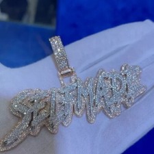 6Ct Coupe Ronde Moissanite Homme Personnaliser Lettre Pendentif 14K Bicolore Or