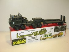 SOLIDO BERLIET T12 militaire porte char kaki foncé giro électrique +bleu,  70' n