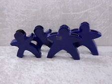 4 X HALDENSLEBEN Céramique Pop Art Design Vase À La Main Krug Vintage Bleu Lot