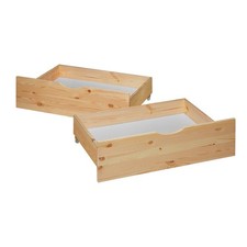 Tiroir de lit 2  tiroirs en bois rangement roulettes pin massif box Homestyle4u