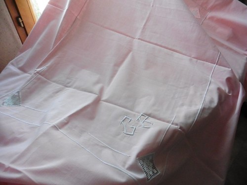 Ancienne nappe rose - ancienne,