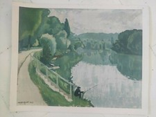 ALBERT MARQUET 1875-1947 " BORd DE RIVIERE" LITHOGRAPHIE  RIVER LANDSCAPE 