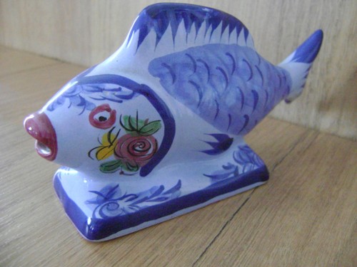 Pottery ceramic fish blue - ceramic,