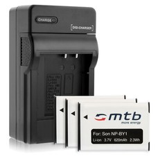 Chargeur (Black) + 3x Batterie NP-BY1 pour Sony HDR-AZ1 (Sony Action-Cam)