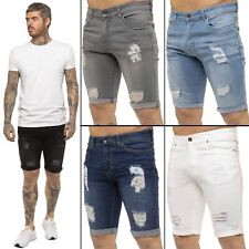 Kruze Shorts Homme Coupe Slim Déchiré Jeans Extensible Coton Été Demi Pantalon