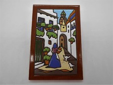 ( 02 ) CARREAU " VILLAGE ESPAGNOL " DE FAÏENCE DE CASTELLON ESPAGNE