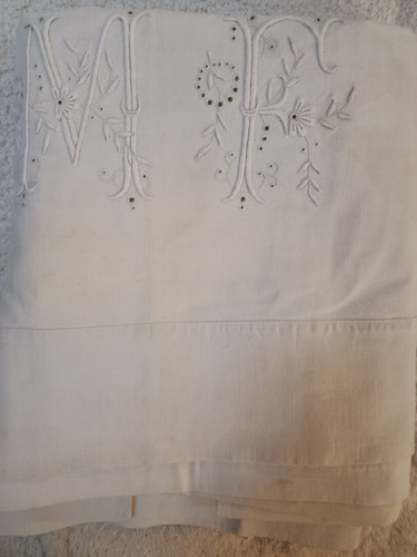 Drap ancien monogramme 200 - drap,