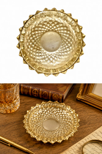 Cendrier verre pressé - cendrier, ambré