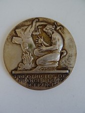 Ancienne Médaille Henri Dropsy Bronze Argenté ELECTRICITE ET GAZ DE FRANCE 25 an