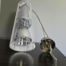 Suspension design vintage chrome plexiglas années 70 industriel space age