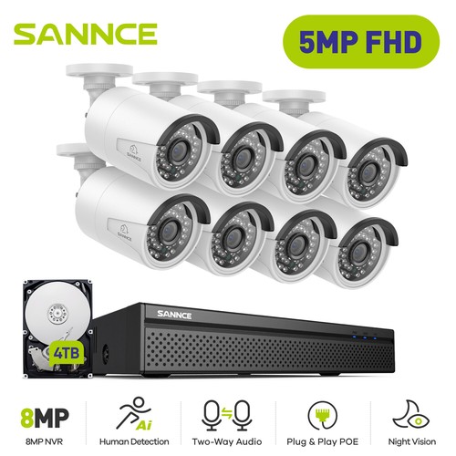 Sannce 5mp 10ch poe audio - 5mp,