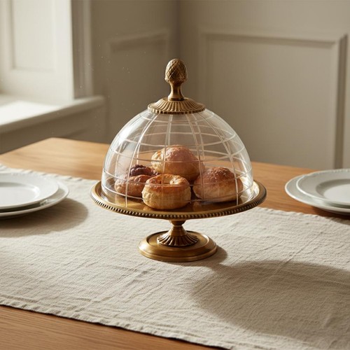 Support gâteau laiton - gâteau, verre