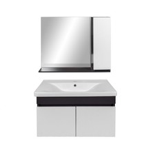 Meuble salle de bain design moderne complet SAVVA avec miroir largeur 80 cm Gris