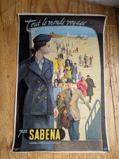 affiche ancienne Sabena ligne  Aérienne belgique , original