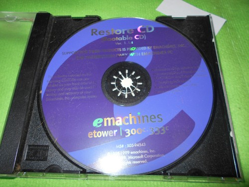 Emachines restore version - cd,