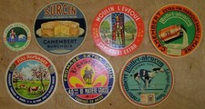 Etiquette de fromage edam camembert MAINE ANJOU lot de 7 Mallet Lévrier Surcin