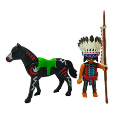 sympa  indien + cheval  Playmobil ( western  , cowboy  ) 0311