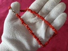 COLLIER/RAS de COU VINTAGE CORAIL ROUGE - BIJOUX PENDENTIF BAGUE