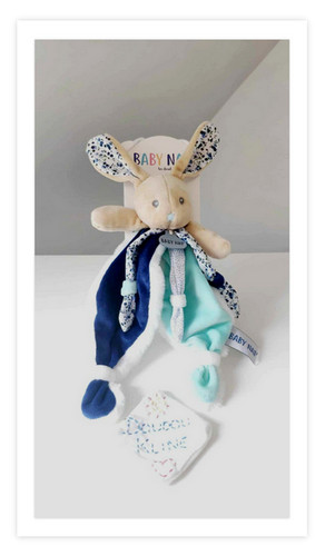 Doudou plat poupi - poupi, bleu
