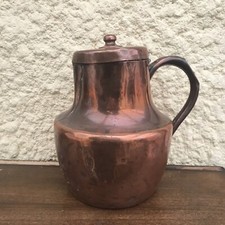 Antique Copper French water milk￼ Pitcher Hinged Lid 9” Cider Beer￼ Hand Made