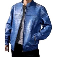 Blouson cuir homme Abez bleu
