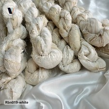 Ruban en soie sari recyclée brodée blanche de 100 g, largeur 1", tissage...