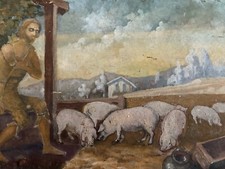 Peinture Huile Bois 1920