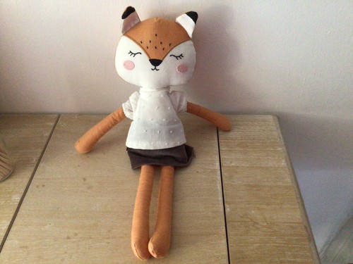 Doudou poupée renard jupe - poupée,