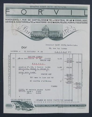 Facture 1932 parfum - facture,