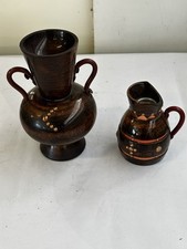 Vase et Bougeoir Vintage en Bois de Hêtre tourné et Cuivre - Vintage années 60