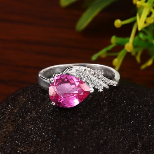 Bague saphir rose aaa - bague, argent