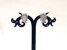 Paire de boucles d'oreilles en argent 925 et nacre blanche neuves de stock