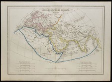 1850 - Monde connu des anciens - Carte géographique ancienne - Dufour - Gravure