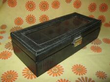 Vintage Ancien COFFRET pour 6 MONTRE en SKAI SIMILICUIR Boîtier Ecrin Box Boîte