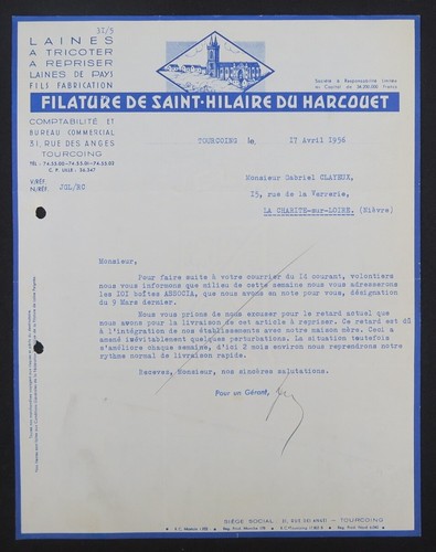 Facture tourcoing 1956 - tourcoing,