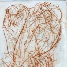 RAPACES surréaliste Gravure signée REGNER contemporain gargouilles antique 1