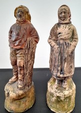 Desvres Achille Blot - terre cuite XIXème - Couple de Marins aux filets