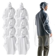 8x veste pluie jetable capuche taille unique poncho cape vélo transparente im...