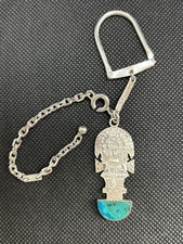 Ancien Porte Clef En Argent Massif Couteau Tumi Péruvien Inca