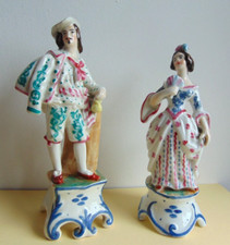 Anciens encriers porte-plumes en porcelaine Vieux  Paris - Marquis et Marquise