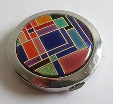 Miroir de poche motif coloré sous resine 2 glaces dont une 2X tbeg 7 cm