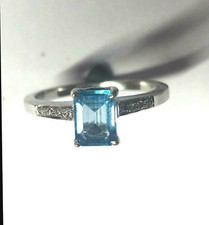 Vintage topaze bleu - bleu, diamant