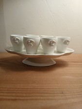 Service Pots à crème en porcelaine blanche, Plat Piedouche 