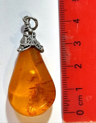 Pendentif goutte ambre et - pendentif,