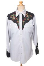 Vintage 70'S H BAR C California Ranchwear Chemise Western Longue Queue Taille L