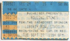 Billet concert ticket stub THE ROLLING STONES USA 27/09/1994 Memphis Liberty