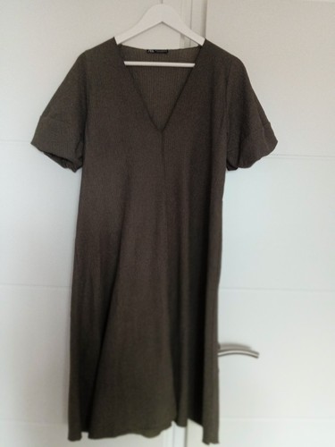 Robe longue texturée kaki - robe,