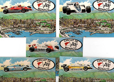 Série de 5 cartes postales - CIRCUIT de MONACO - Formules 1 - 1980's