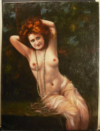 Femme rousse dénudée - , collier