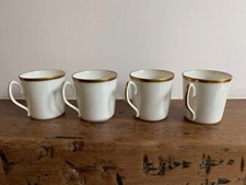 4 Tasses à café limoges par Camille Tharaud - dorées Et Blanches - Décor Régence